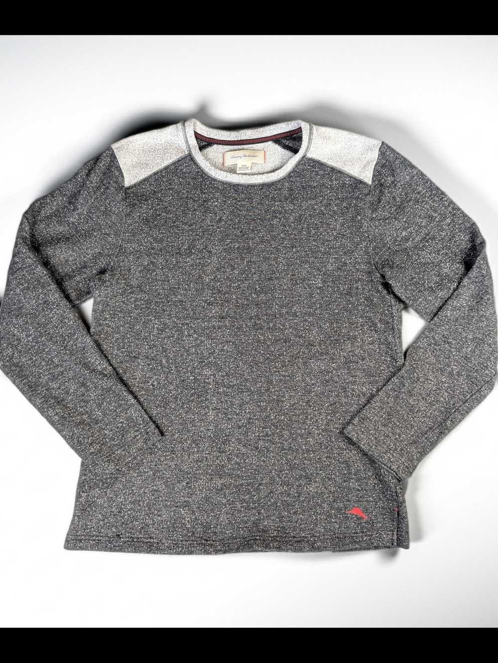 Tommy Bahama Gray Crewneck Sweater with Light Shoulder Panels